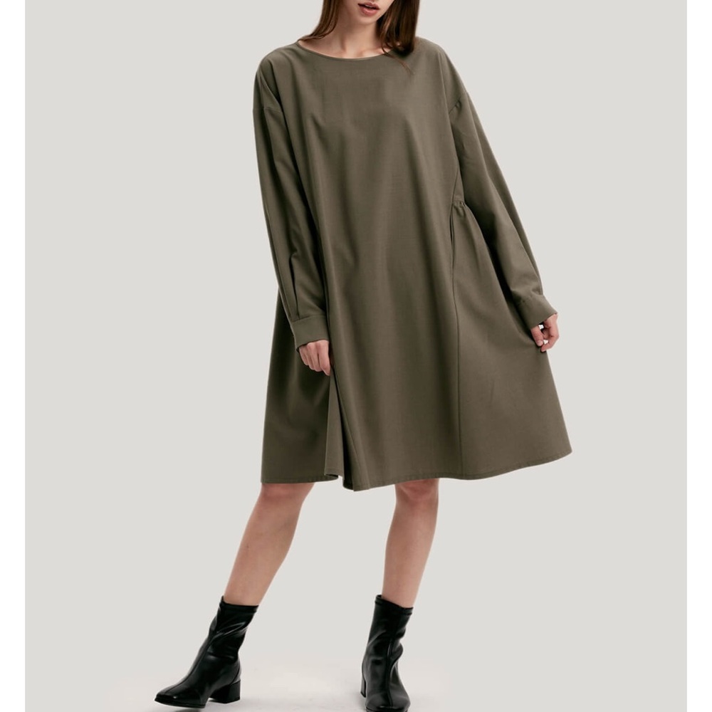 Gentle Herd Oversized Long Sleeve Wool-Blend Dress